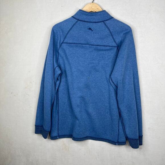 Tommy Bahama Sweater Men's Large Cadet Copen Blue Reversible Snap Button - Picture 6 of 7